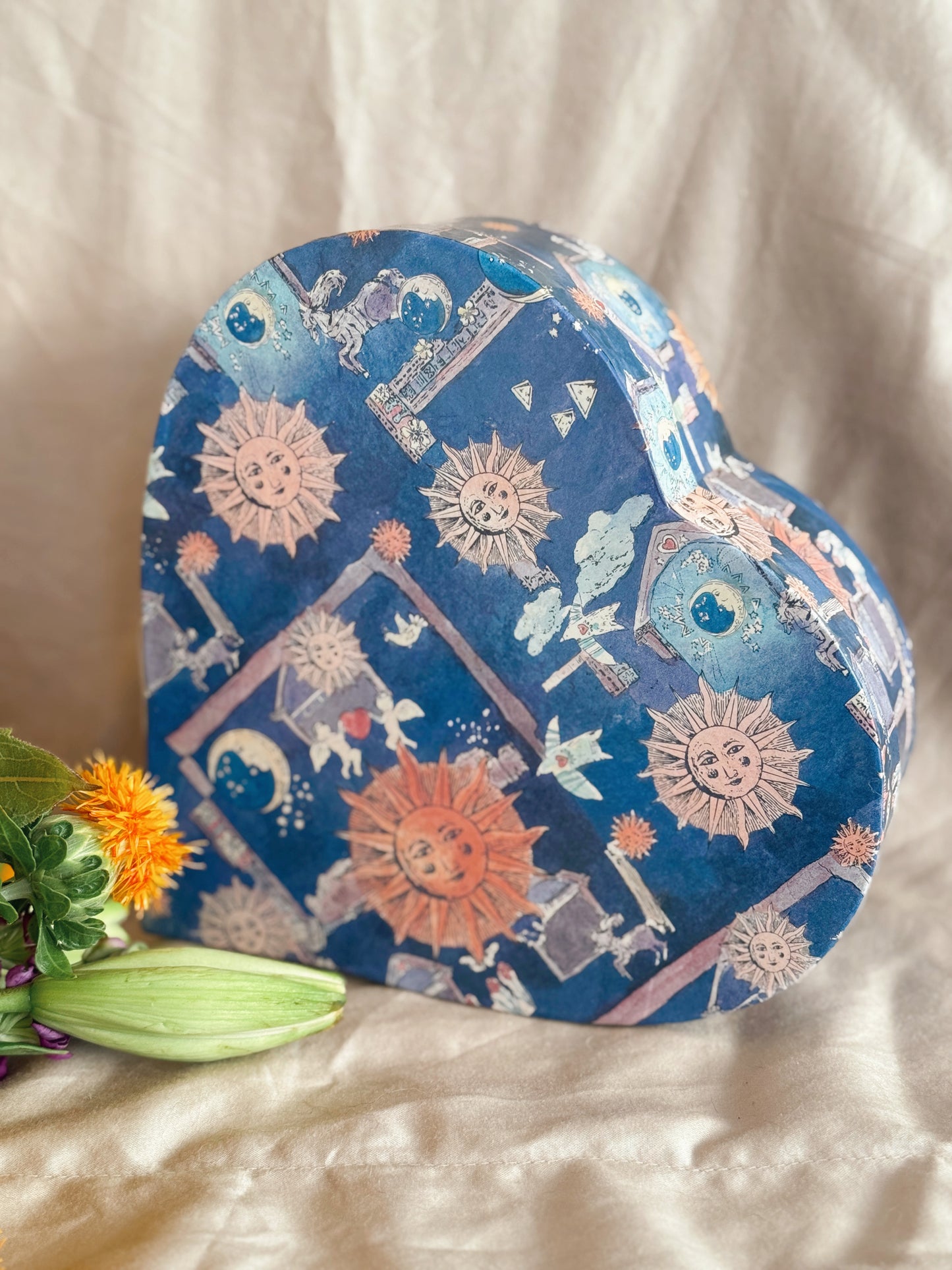Vintage Celestial Heart Storage Box