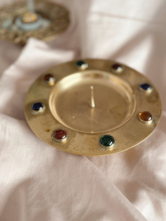 Vintage Brass Pillar Candle Holder