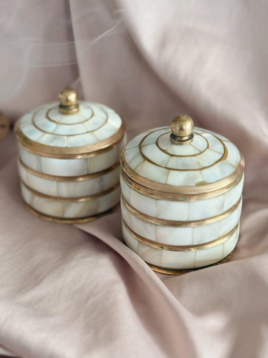 Vintage Brass + Mother of Pearl Trinket Pot
