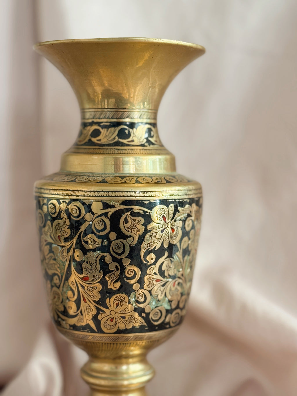 Vintage Brass + Enamel Vase