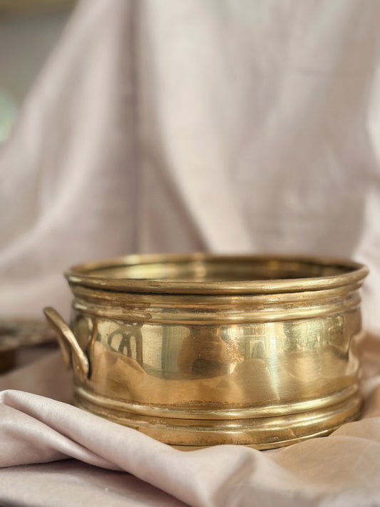 Vintage Brass Planter Cauldron Pot