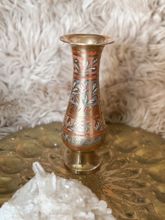 Vintage Brass + Enamel Vase