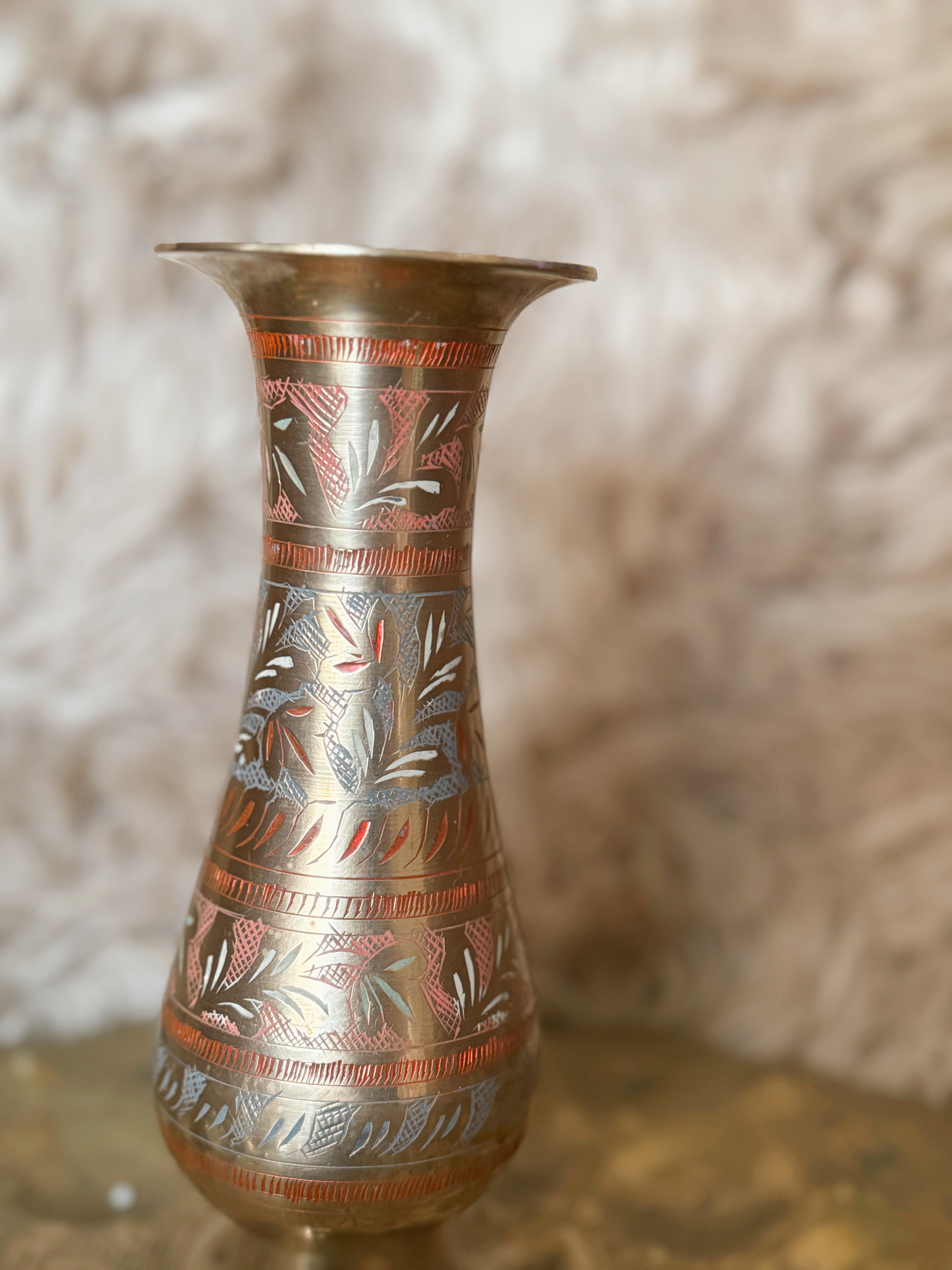 Vintage Brass + Enamel Vase