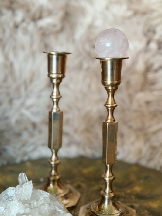 Vintage Brass Pair of Candlestick Holders