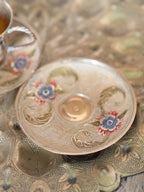 Vintage Brass Teacup + Saucers