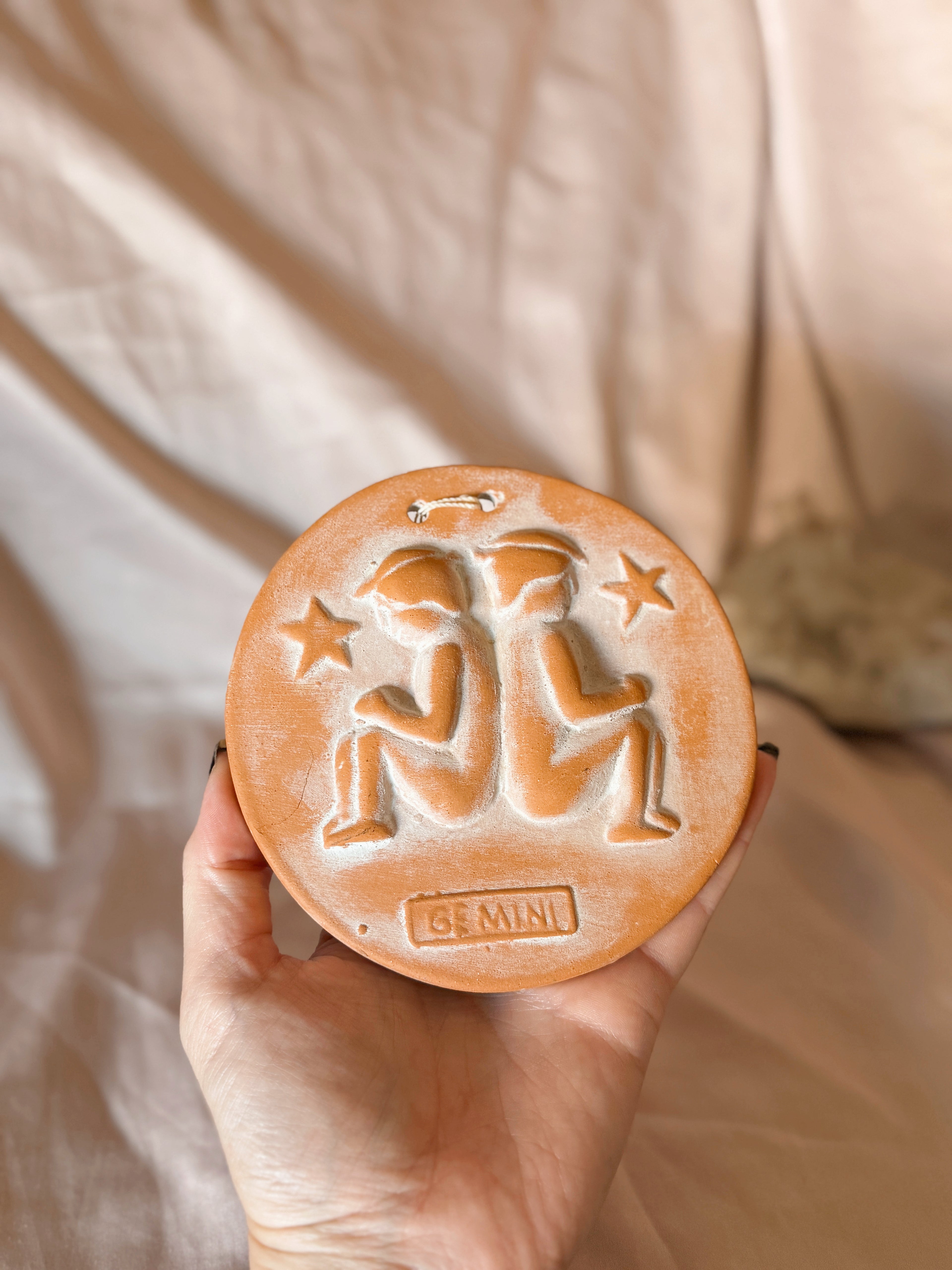 Vintage Gemini Terracotta Plaque