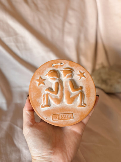 Vintage Gemini Terracotta Plaque
