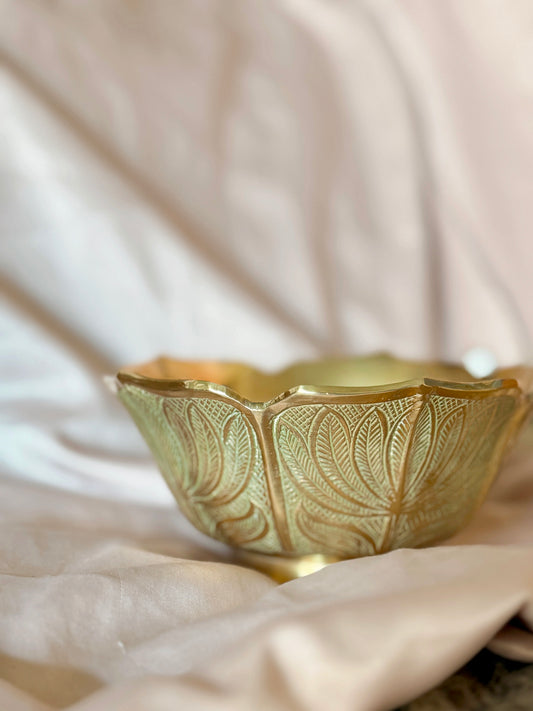 Vintage Brass Lotus Trinket Bowl