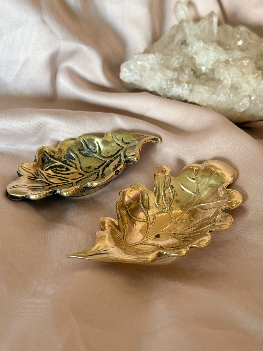 Vintage Brass Leaf Trinket Dish