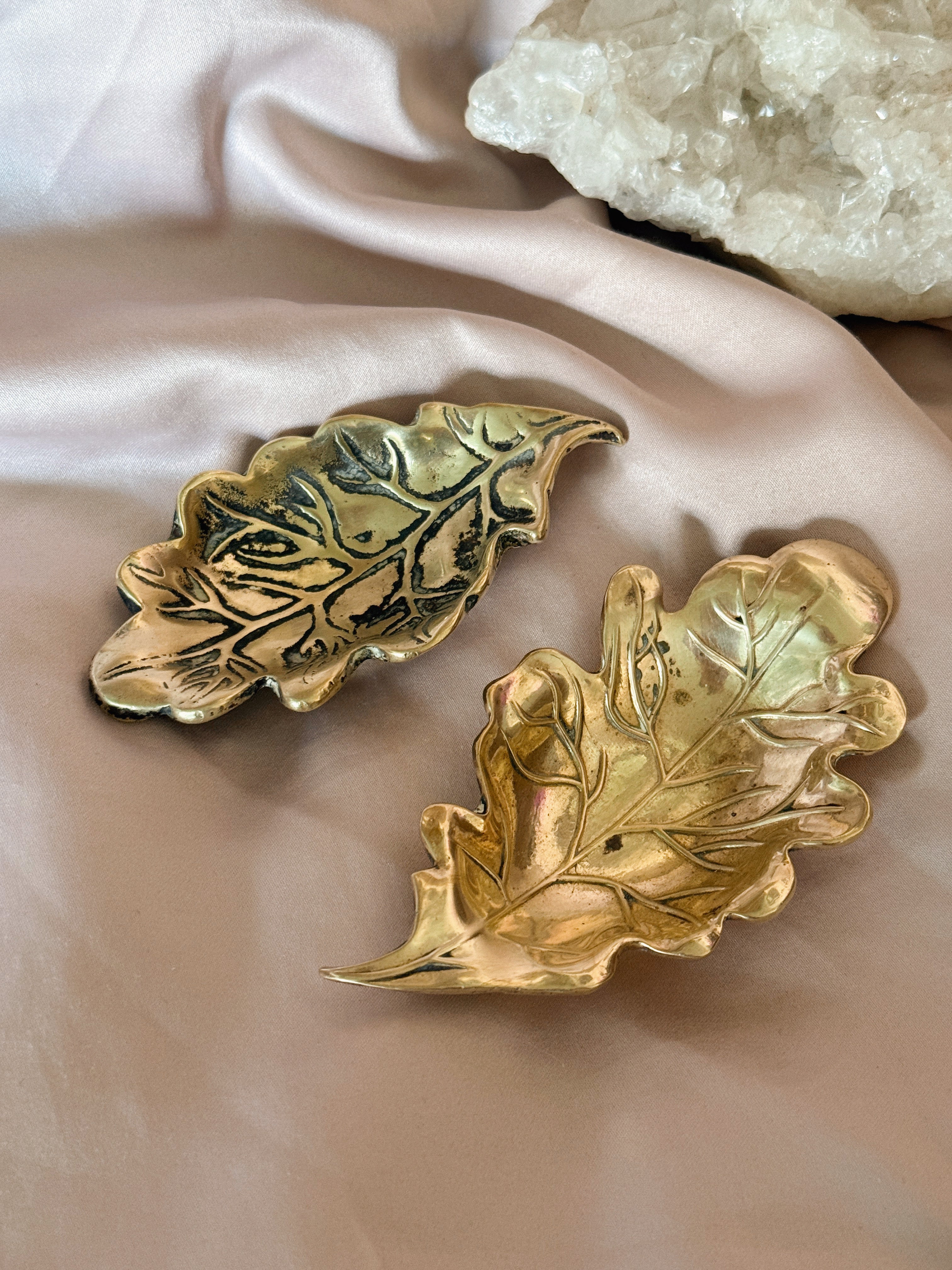 Vintage Brass Leaf Trinket Dish