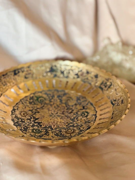 Vintage Brass + Enamel Large Trinket Bowl