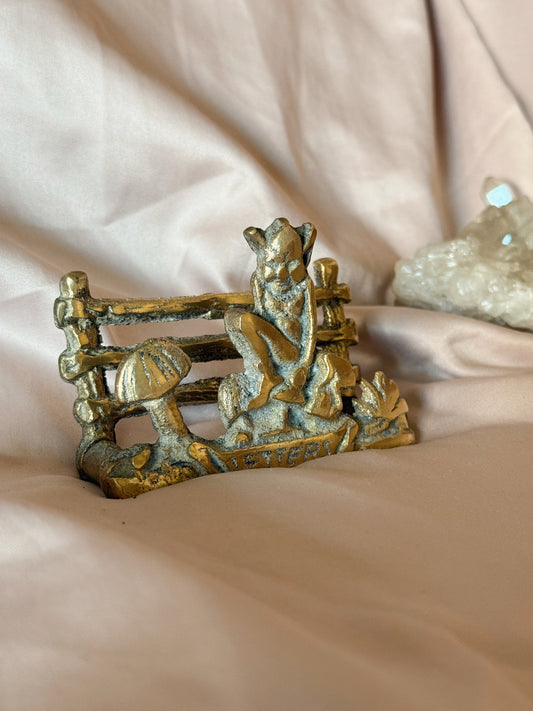 Vintage Brass Pixie Letter Rack