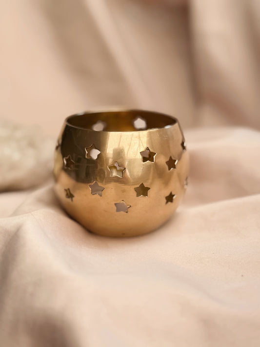Vintage Brass Star Tealight Holder