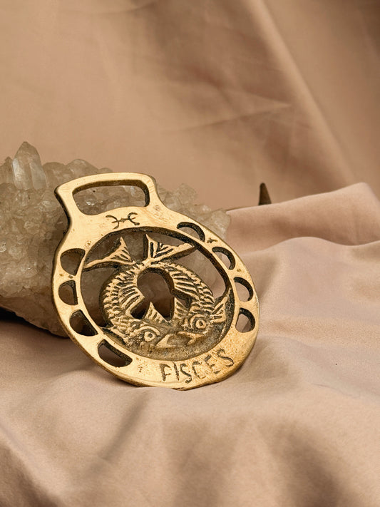 Vintage Brass Pisces Medallion
