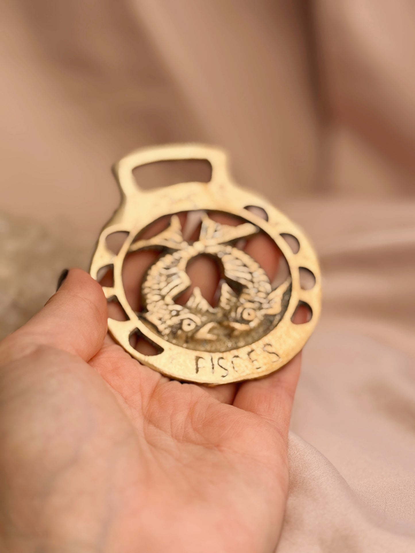 Vintage Brass Pisces Medallion