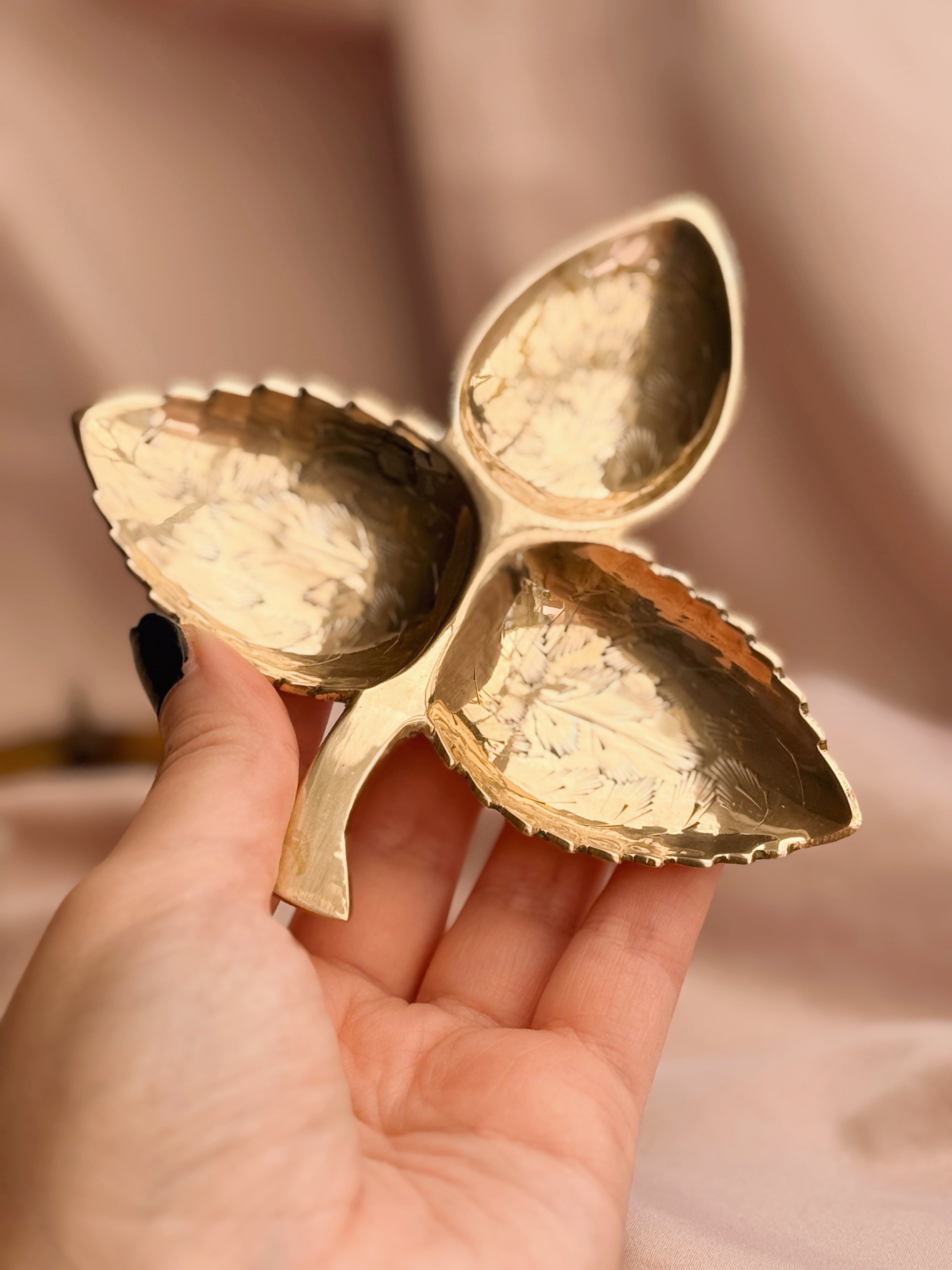 Vintage Brass Leaf Trinket Dish