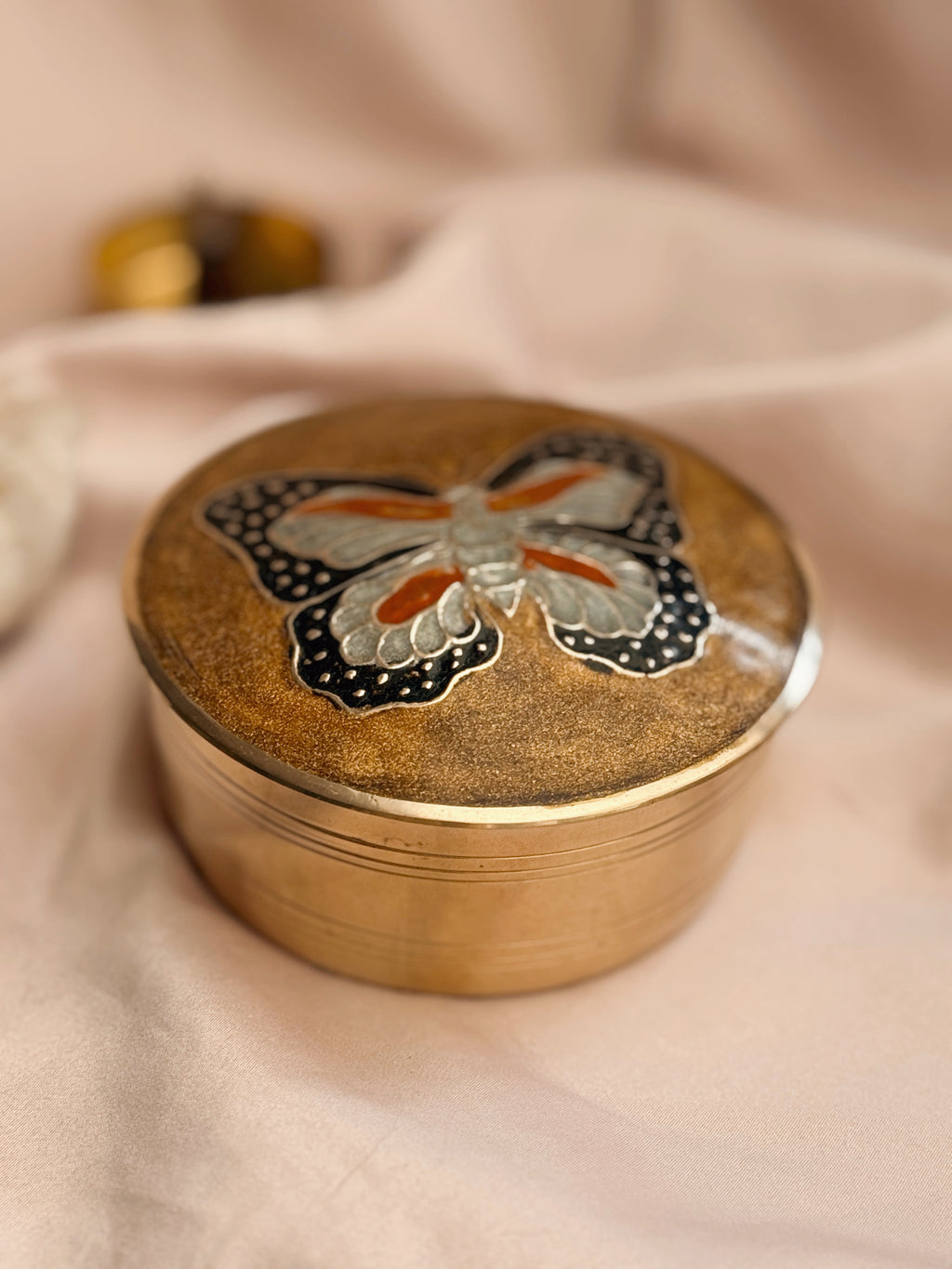 Vintage Brass Butterfly Trinket Pot