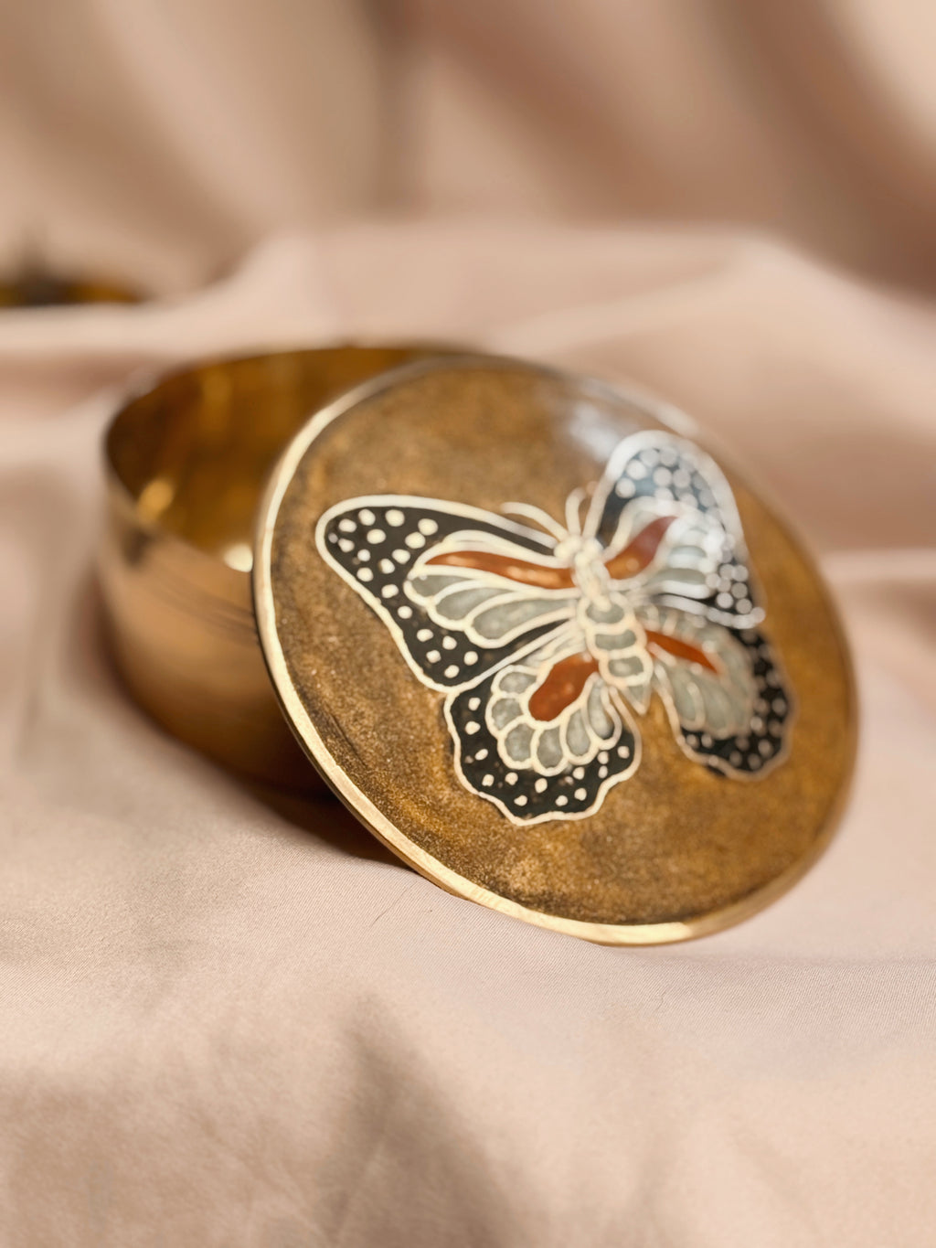 Vintage Brass Butterfly Trinket Pot