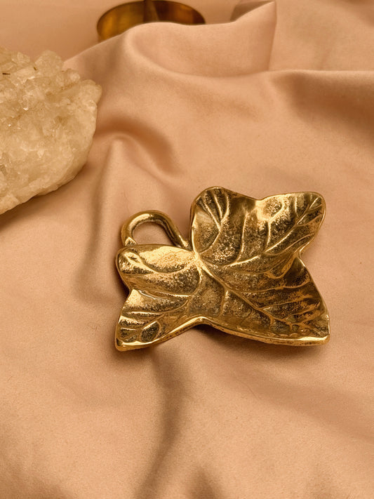 Vintage Brass Leaf Trinket Dish