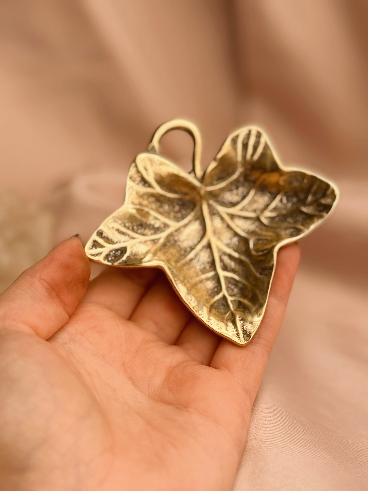 Vintage Brass Leaf Trinket Dish