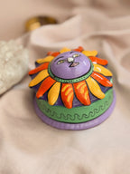 Vintage Handmade Ceramic Sun Trinket Pot