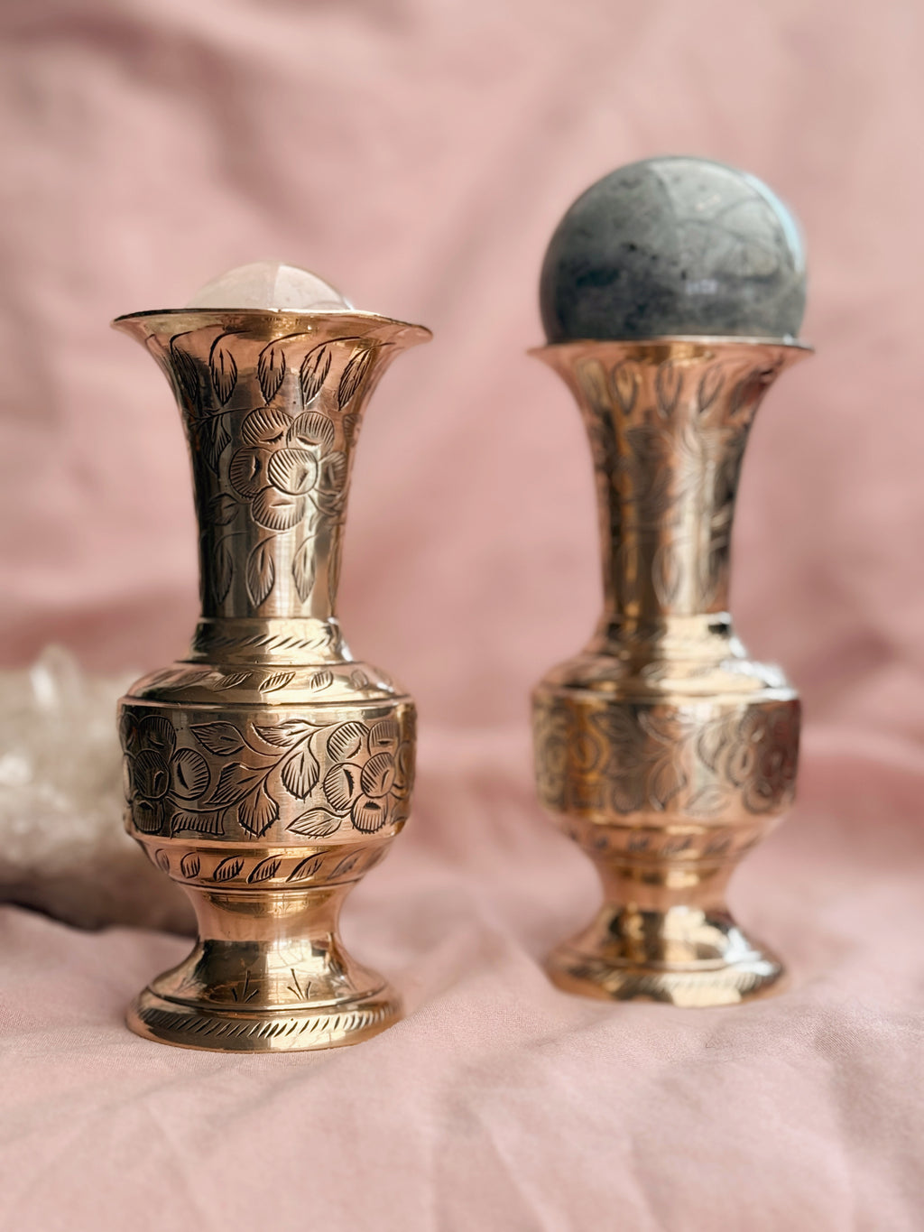 Vintage Brass Pair of Vases