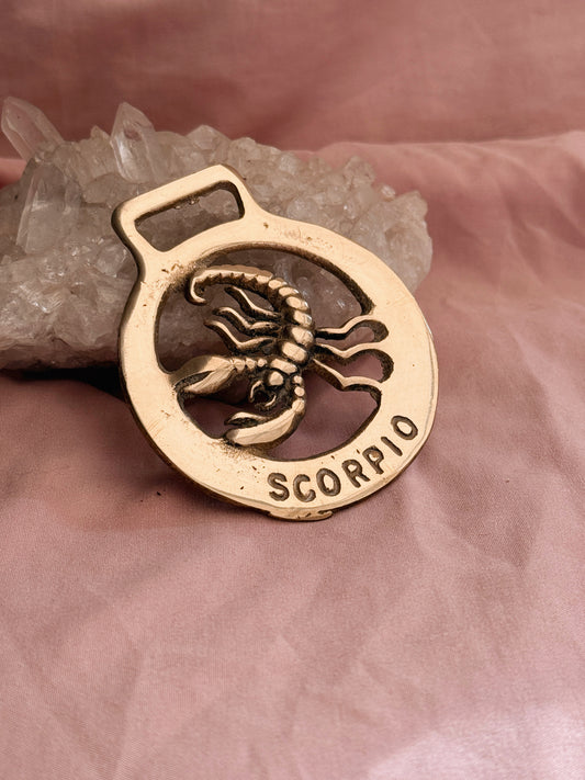 Vintage Brass Scorpio Medallion