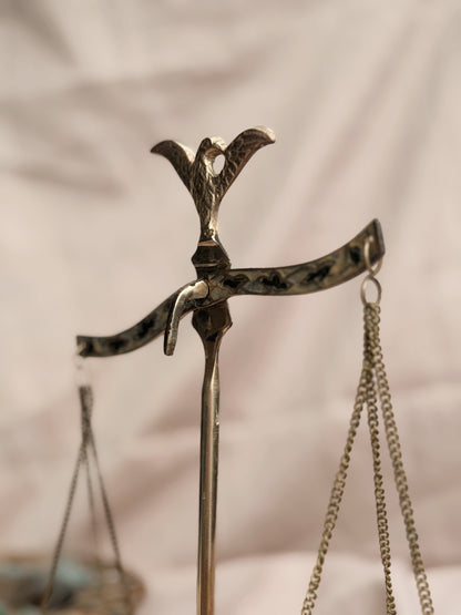 Vintage Brass + Enamel Small Apothecary Scales