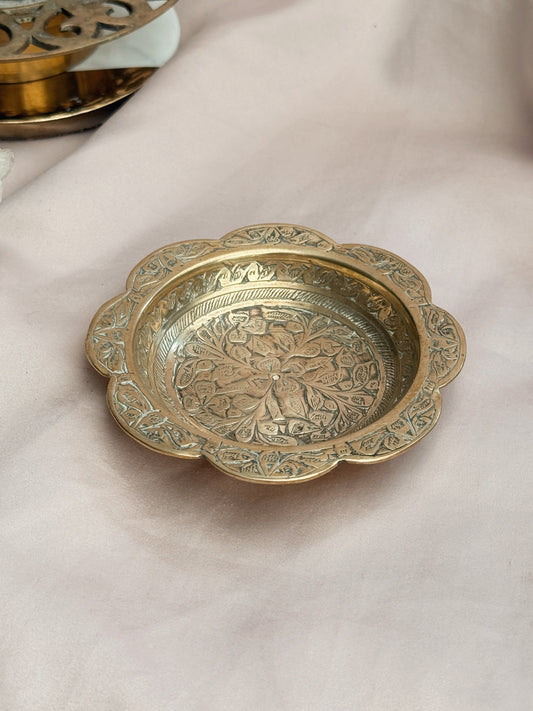 Vintage Brass Flower Trinket Dish