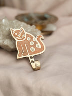 Vintage Brass + Enamel Cat Hook