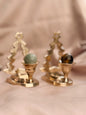 Vintage Brass Yule Tree Candlestick Holders