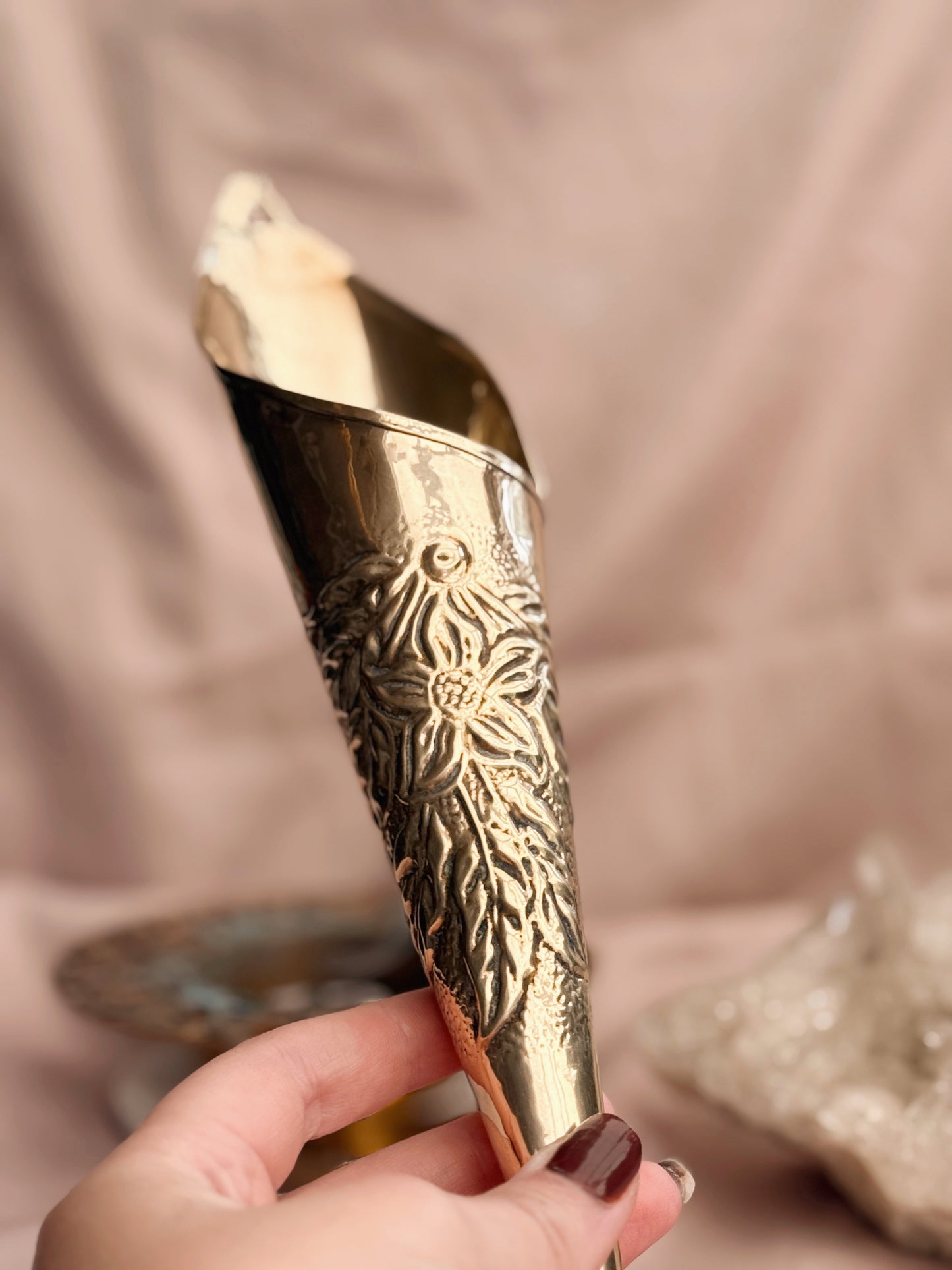 Vintage Brass Flower Wall Vase