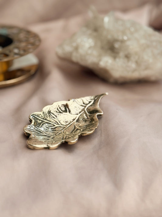 Vintage Brass Leaf Trinket Dish