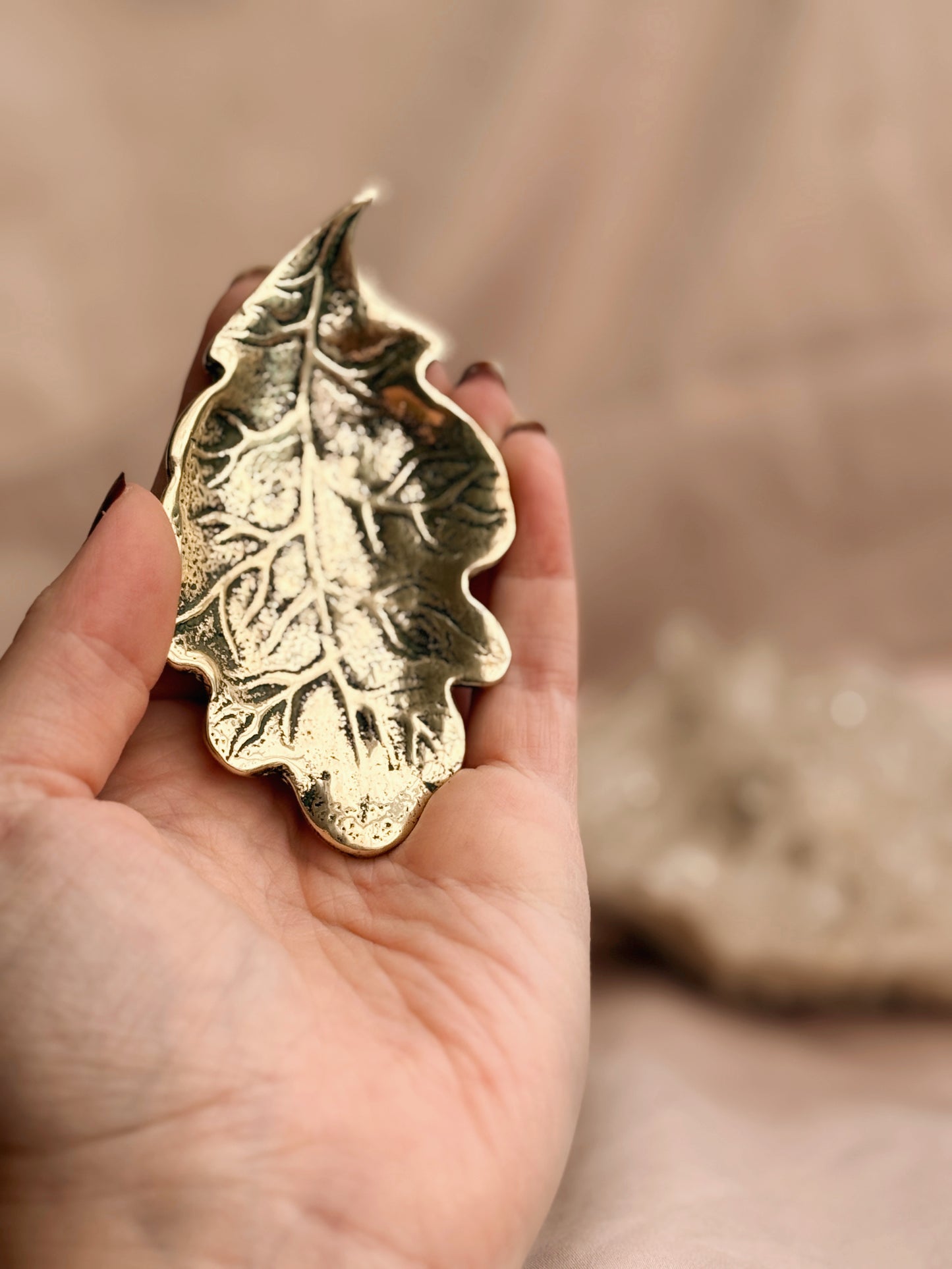 Vintage Brass Leaf Trinket Dish