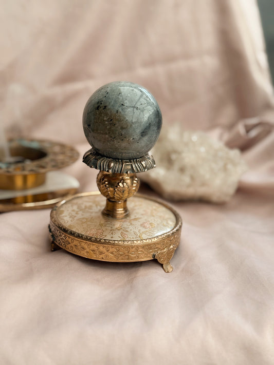 Vintage Brass Flower Candlestick Holder