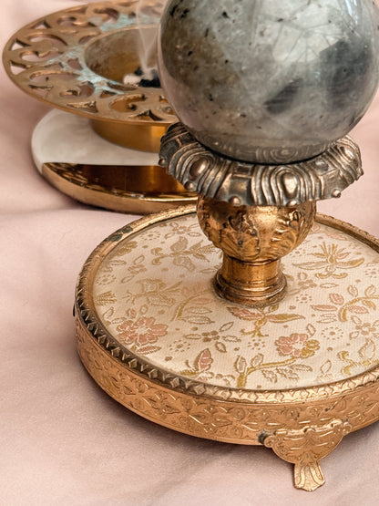 Vintage Brass Flower Candlestick Holder