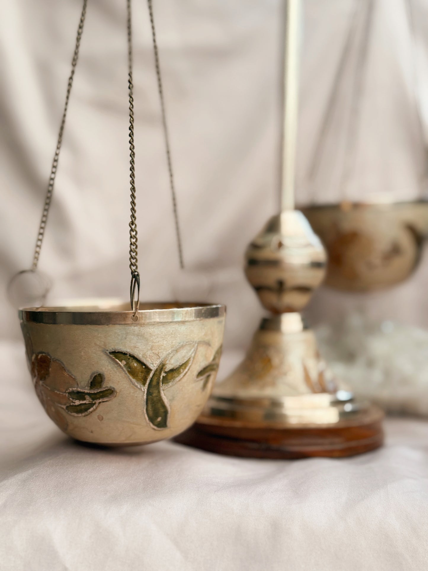 Vintage Brass + Enamel Large Apothecary Scales (UK ONLY)