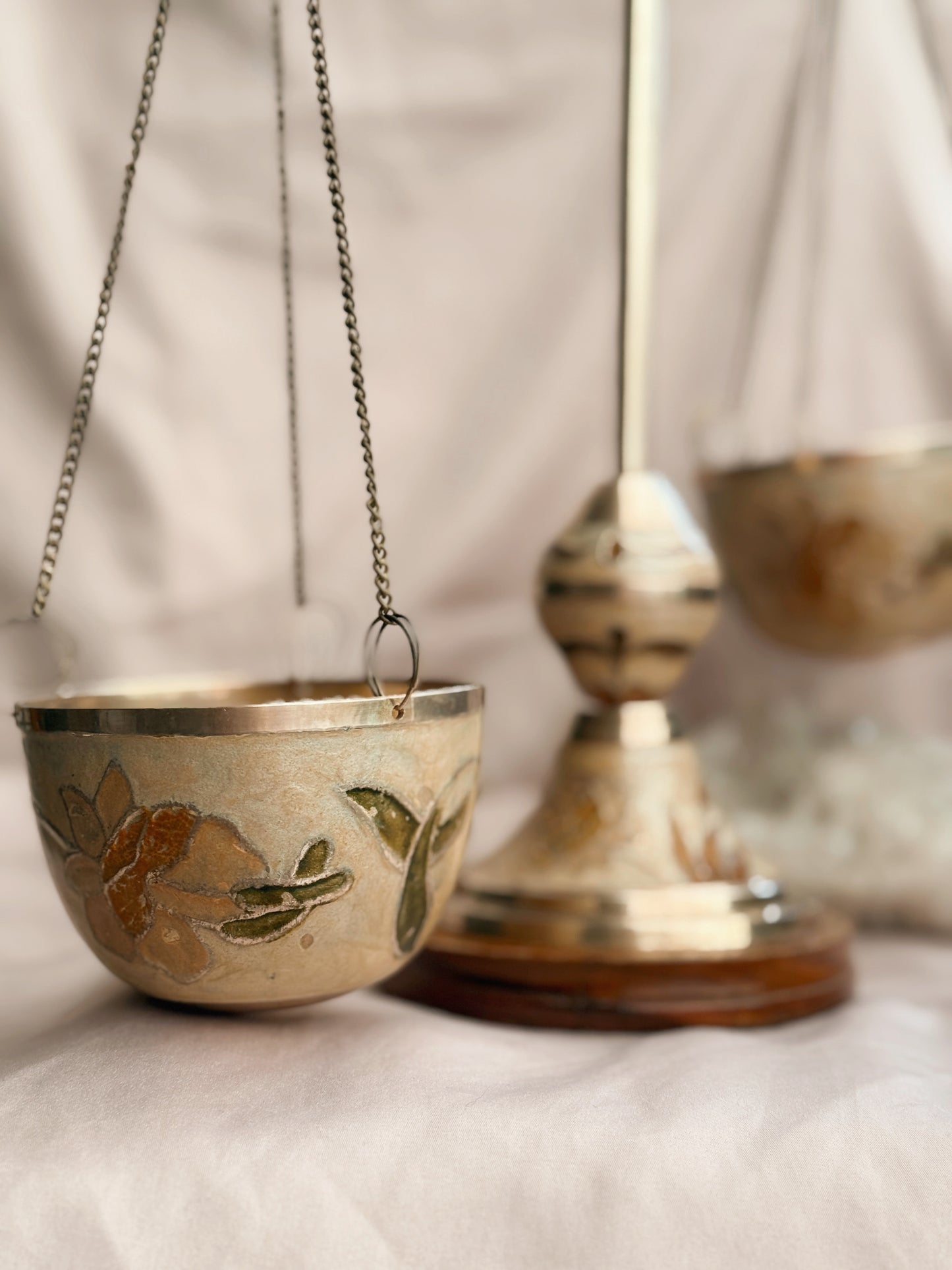Vintage Brass + Enamel Large Apothecary Scales (UK ONLY)