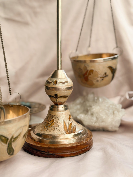 Vintage Brass + Enamel Large Apothecary Scales (UK ONLY)