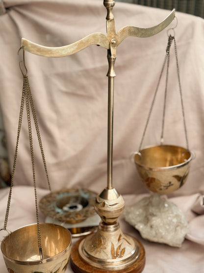 Vintage Brass + Enamel Large Apothecary Scales (UK ONLY)