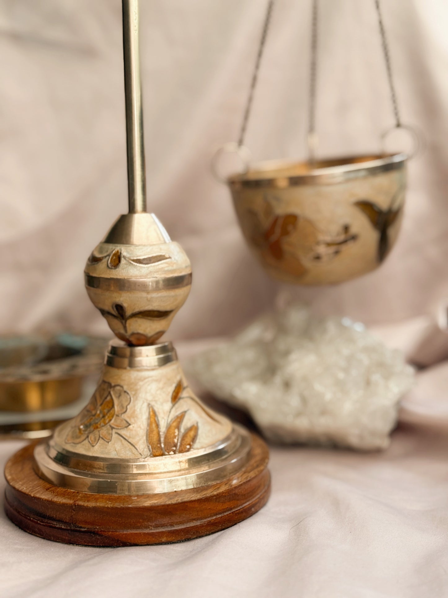 Vintage Brass + Enamel Large Apothecary Scales (UK ONLY)