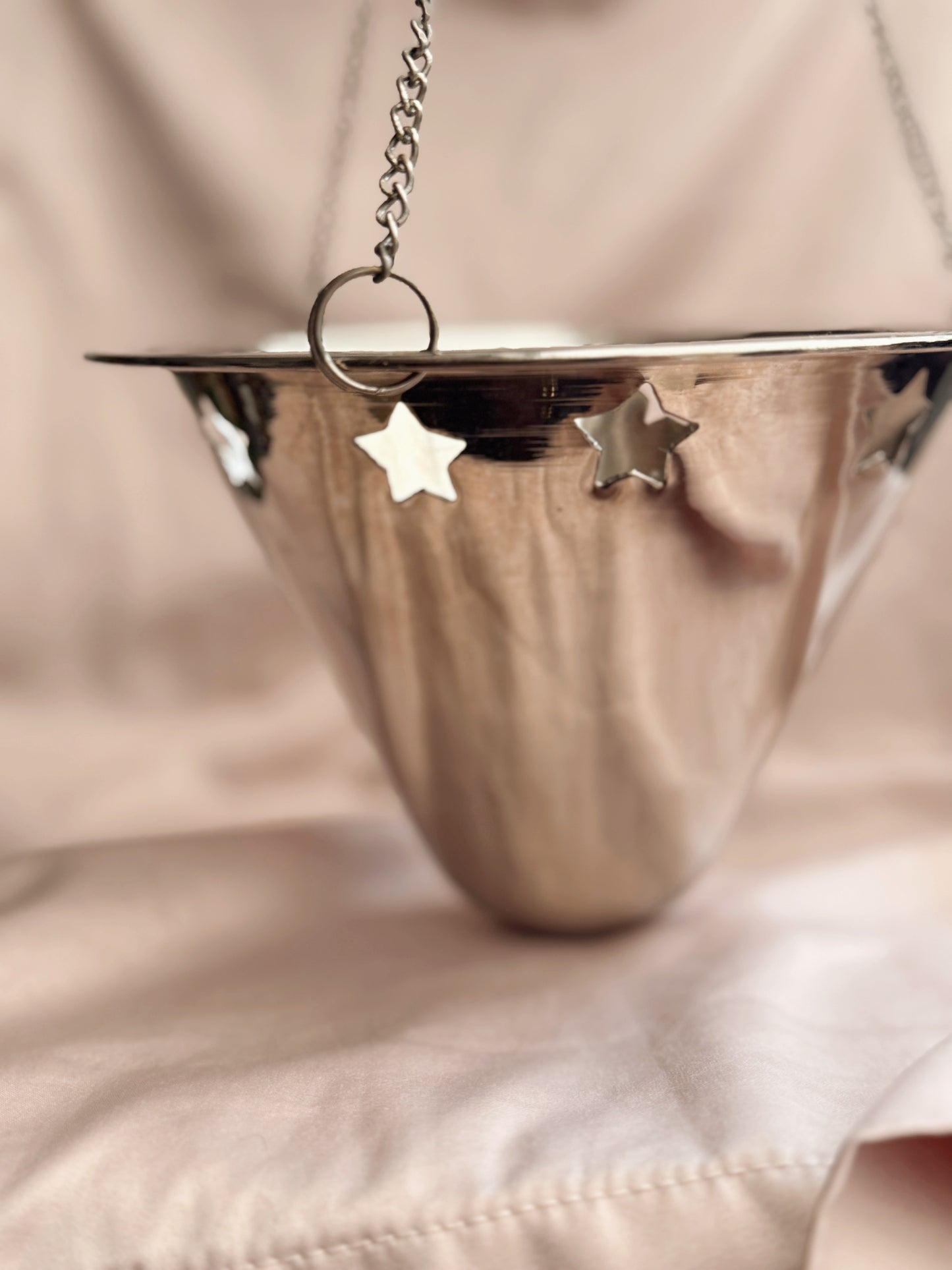 Vintage Silver Metal Star Hanging Planter