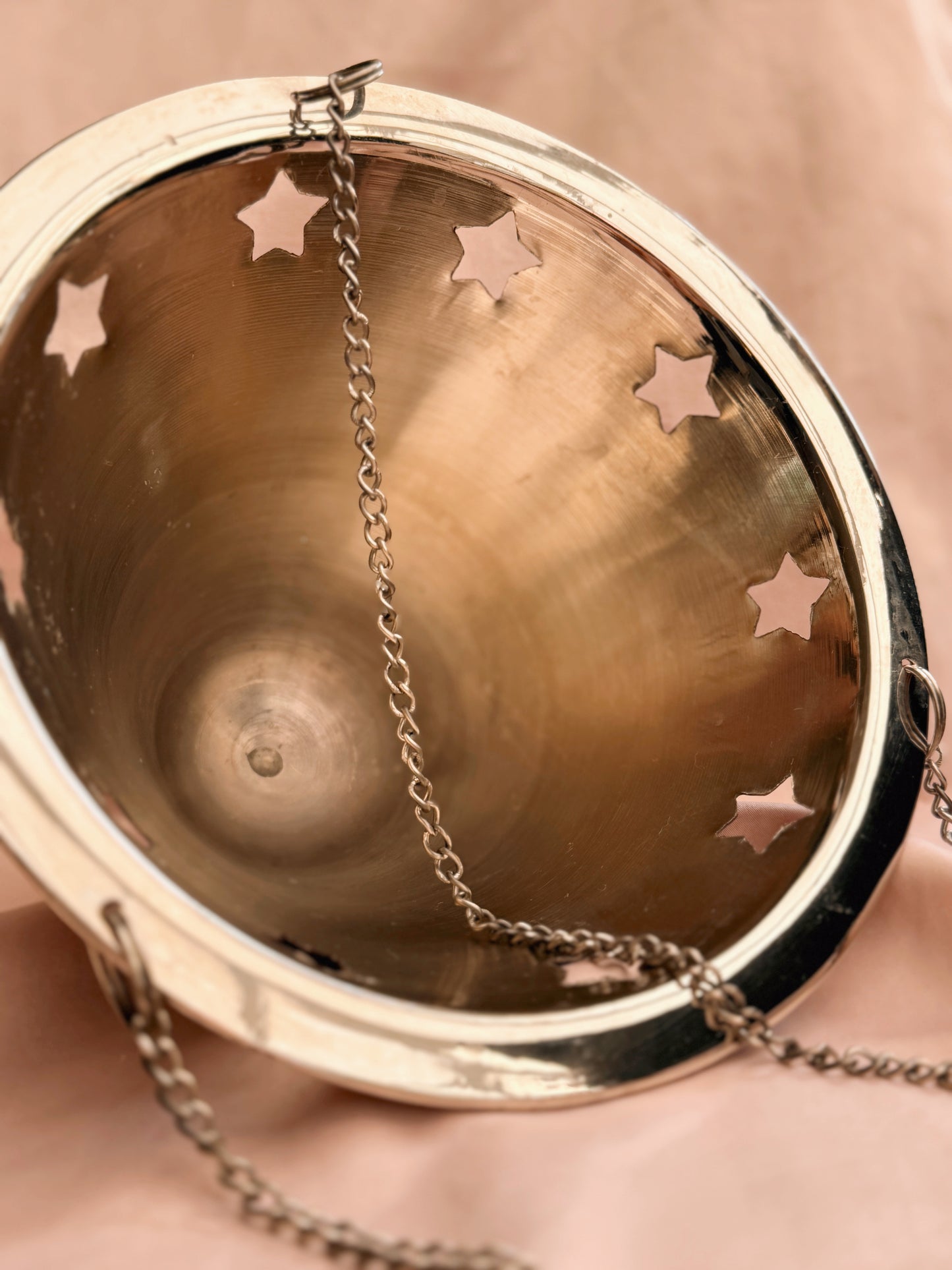 Vintage Silver Metal Star Hanging Planter