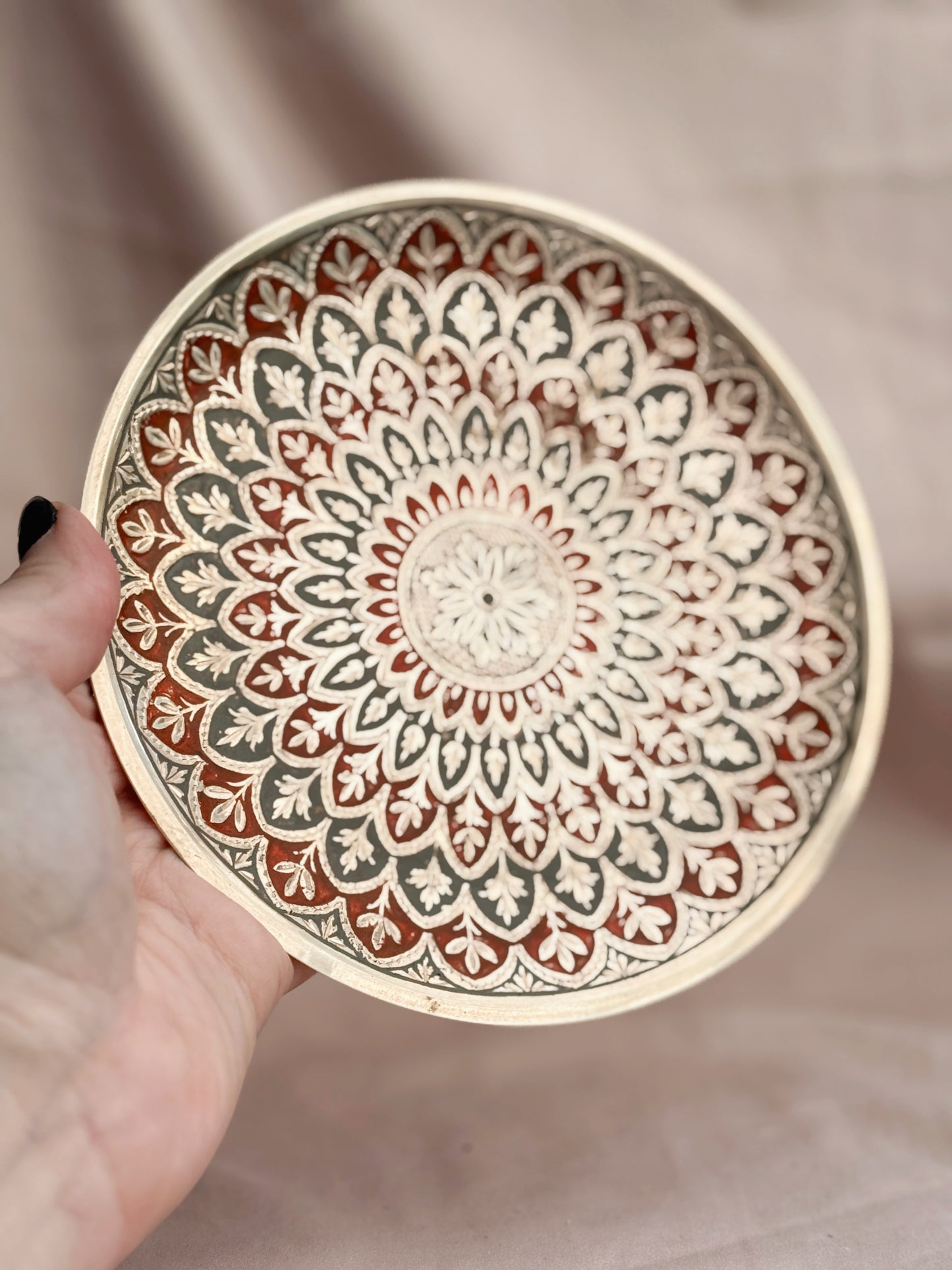 Vintage Brass + Enamel Spell Plate