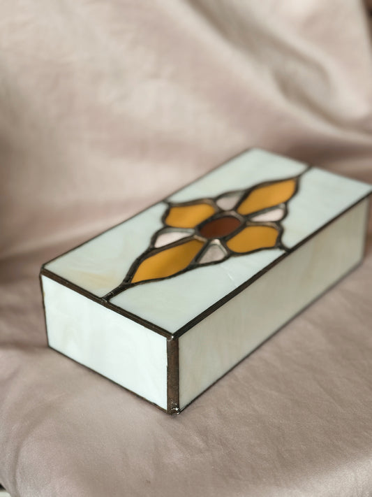 Vintage Stained Glass Trinket Box
