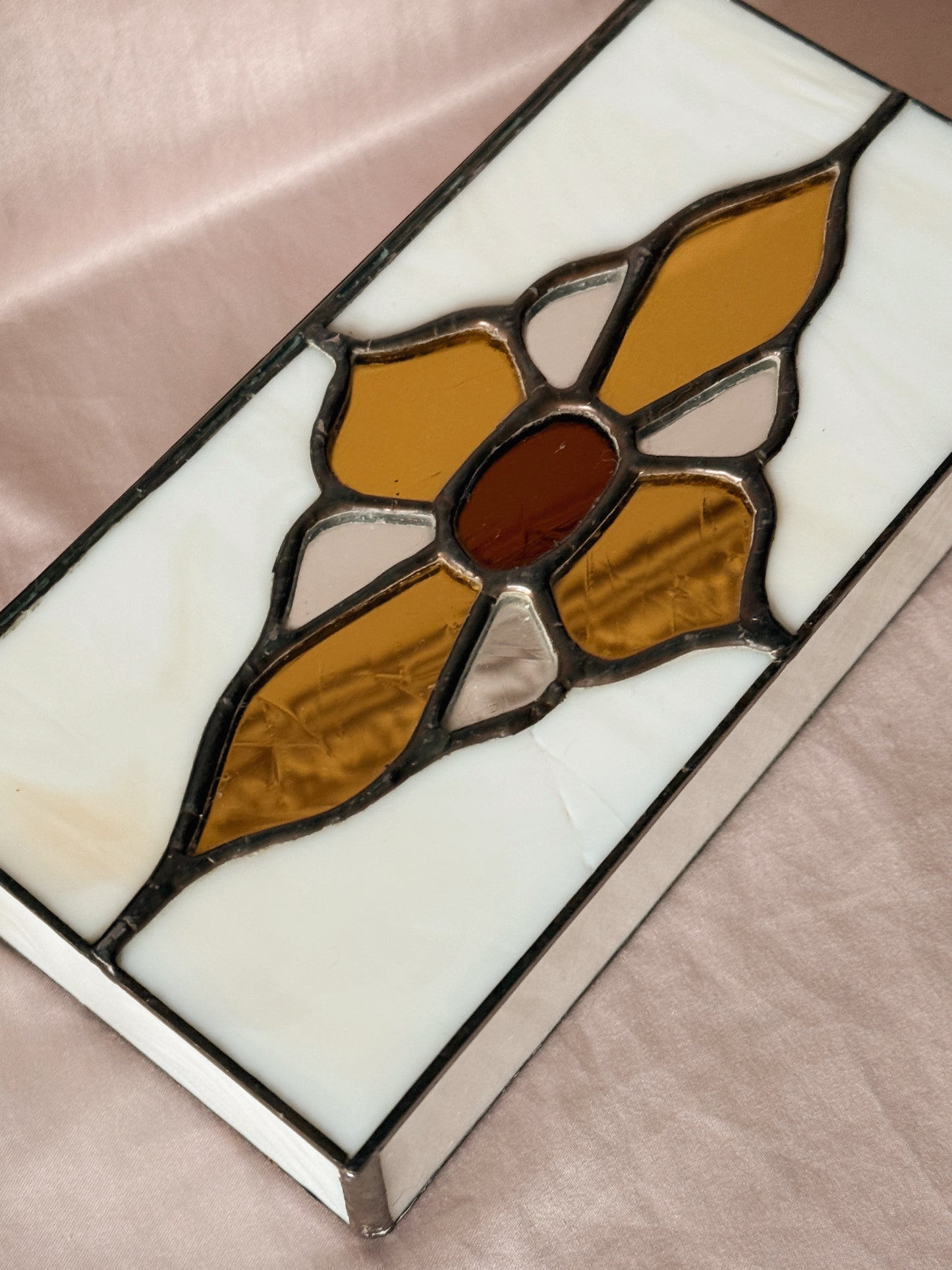Vintage Stained Glass Trinket Box