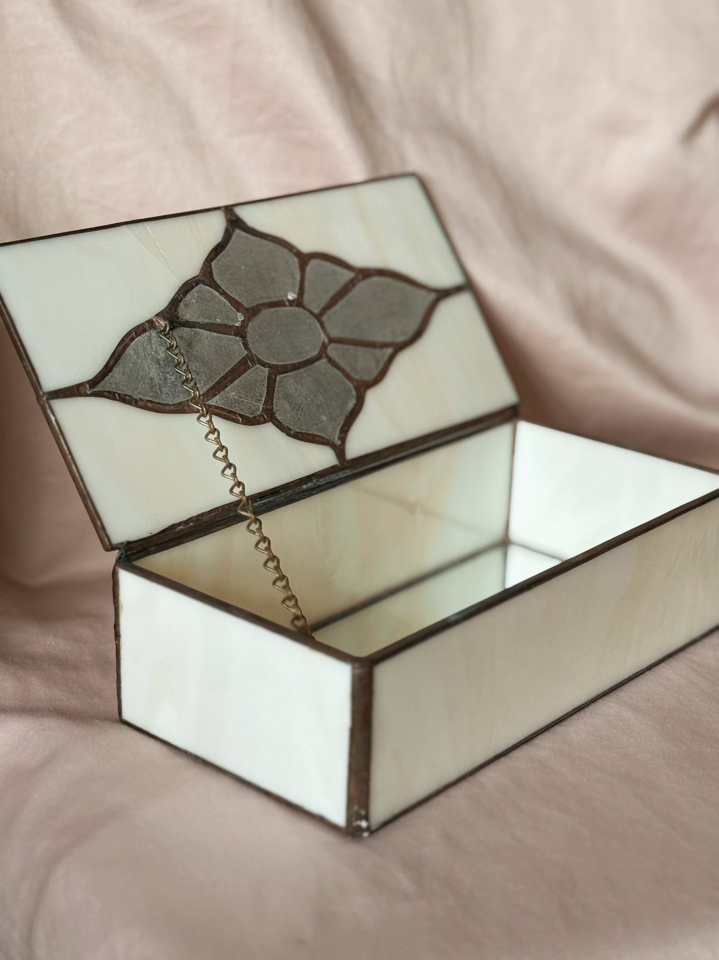 Vintage Stained Glass Trinket Box