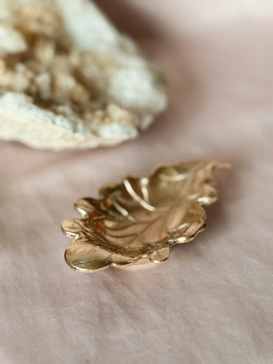 Vintage Brass Leaf Trinket Dish