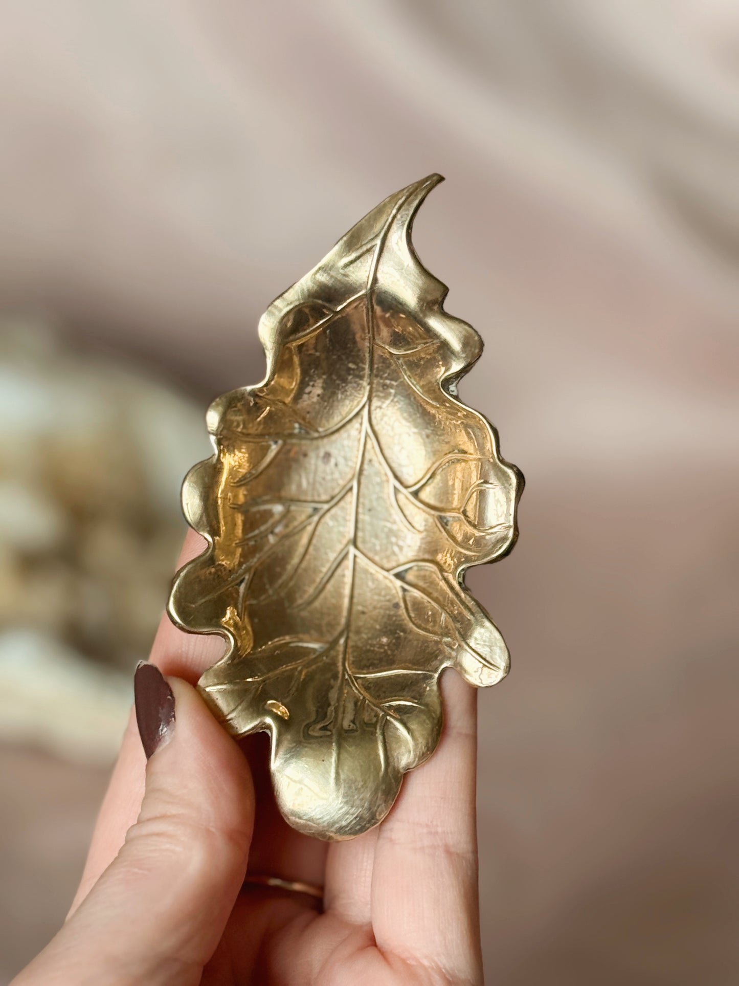 Vintage Brass Leaf Trinket Dish