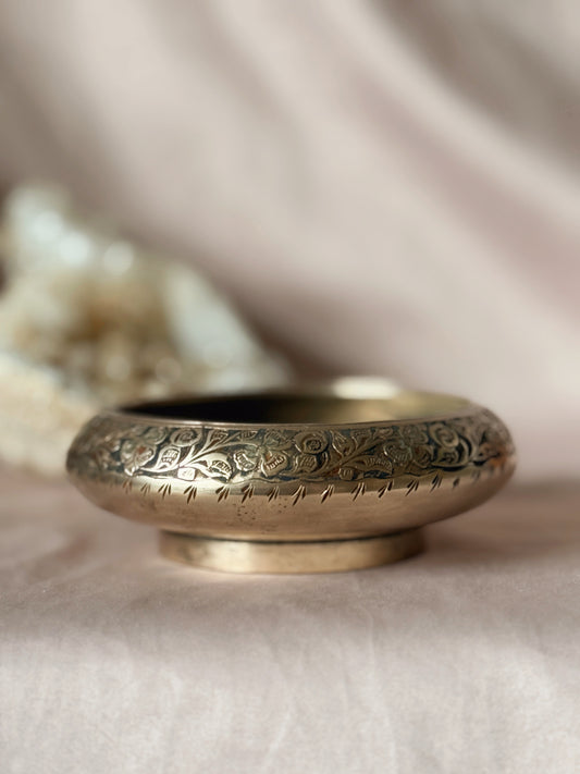 Vintage Brass + Enamel Trinket Bowl